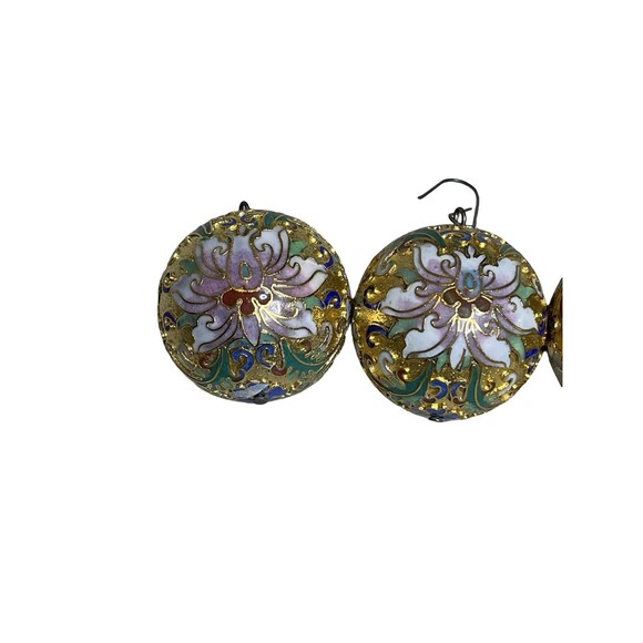 Lillian Vernon Cloisonné Ornaments Set of 3 Ball Gold Enamel Floral Vintage 1.5" - Picture 6 of 9